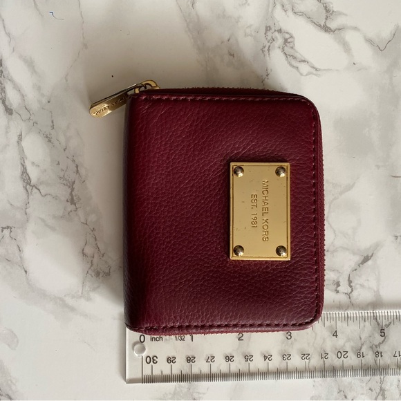 Michael Kors Zip Around Burgundy Leather Wallet - Picture 13 of 13